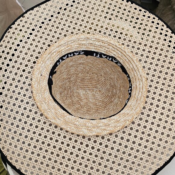 Zahati. Wheat straw hats. Fluted Hat - Black  100% made in Spain main image 11